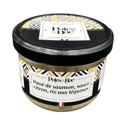PAVE DE SAUMON SAUCE CITRON RIZ AUX LEGUMES